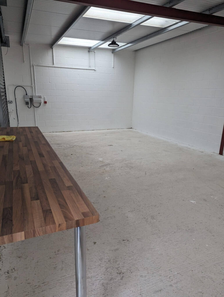 Inside view of smaller industrial unit to rent in West Wellow, Romsey