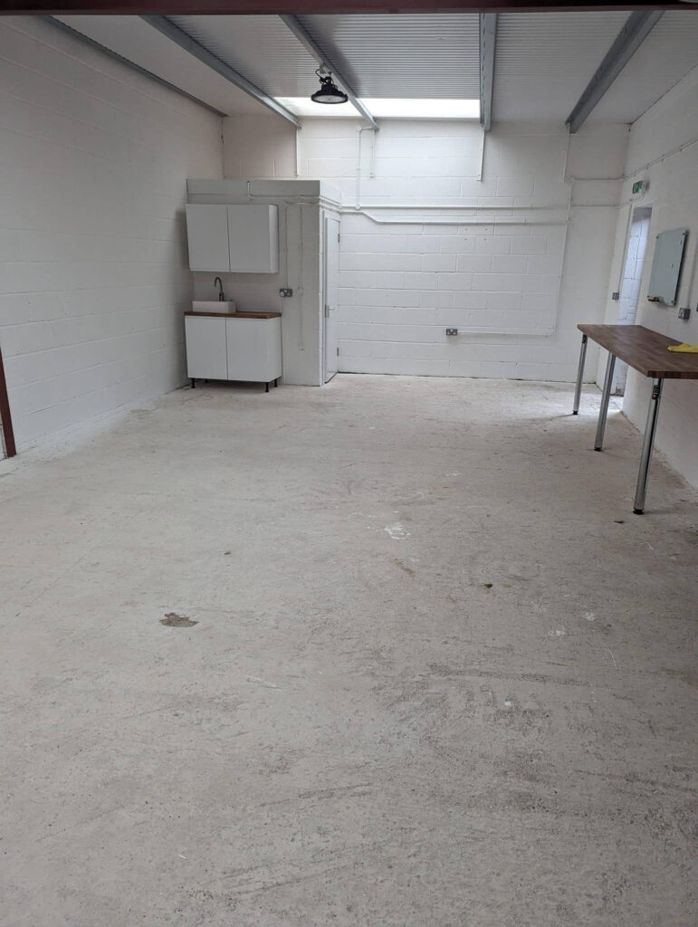 Inside view of smaller industrial unit to rent in West Wellow, Romsey